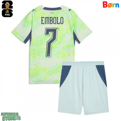 Schweiz Breel Embolo #7 Replika Babytøj Udebanesæt Børn VM 2026 Kortærmet (+ Korte bukser)